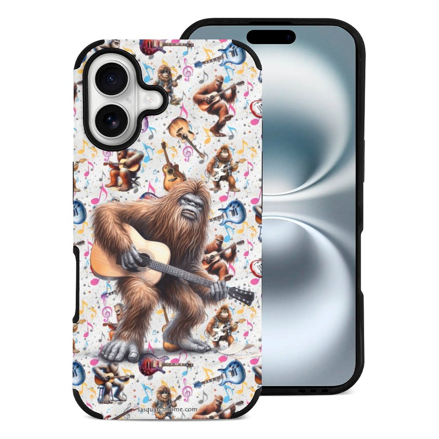 Bigfoot / Sasquatch Playing Guitar, Microfiber iPhone 16 Cases