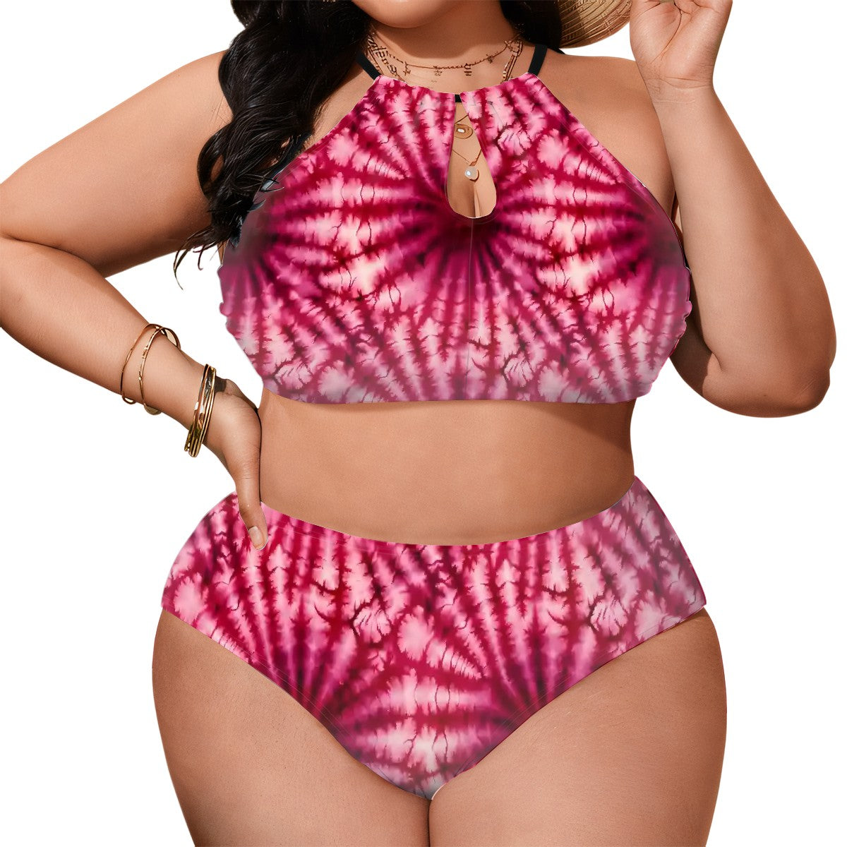 19 Tie Dye Designs, Plus Size High-Waisted Bikini Customized Services