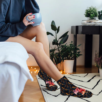 Dragons on Lava, 8” Poly Ankle Socks