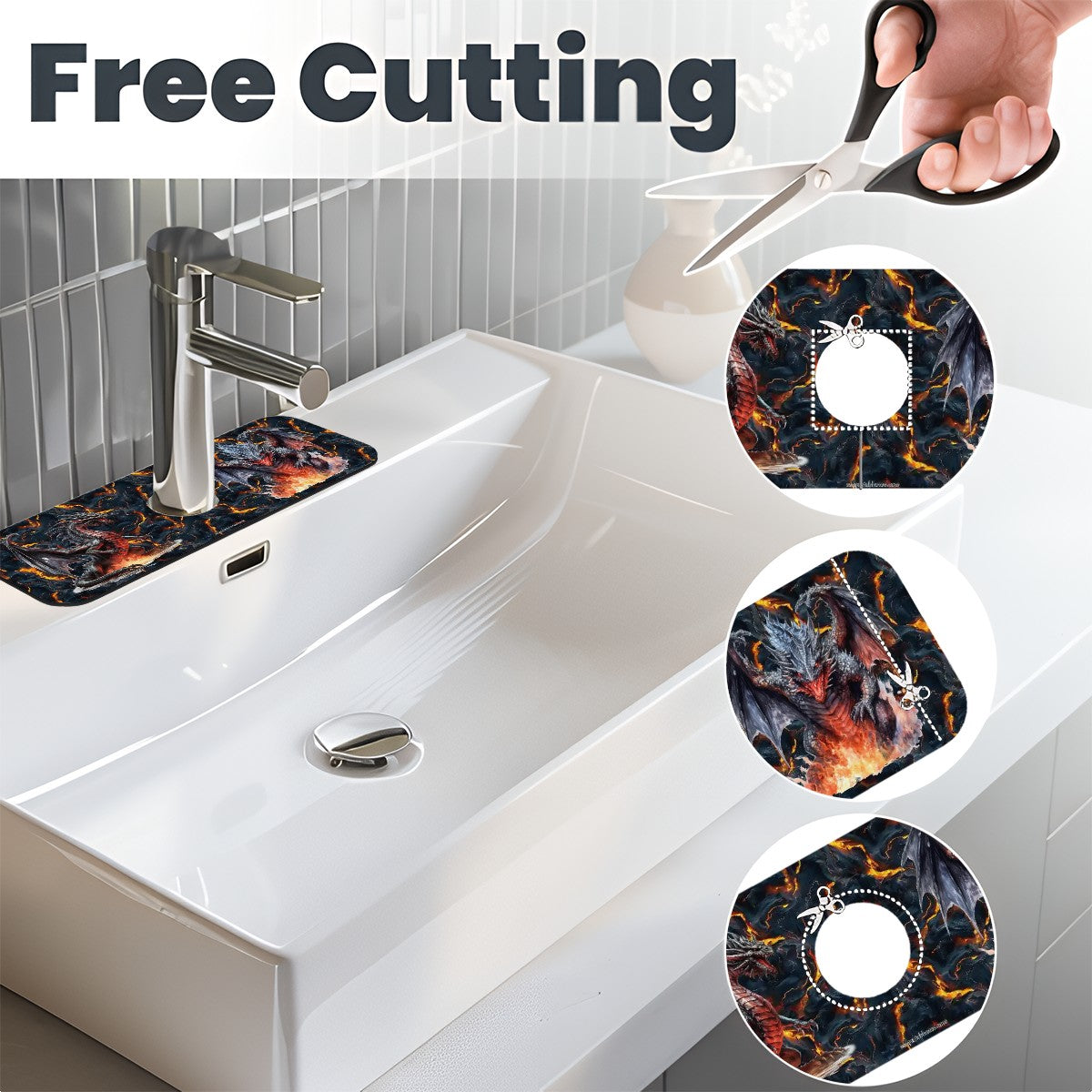 Fire Dragon on Lava, Faucet Mat