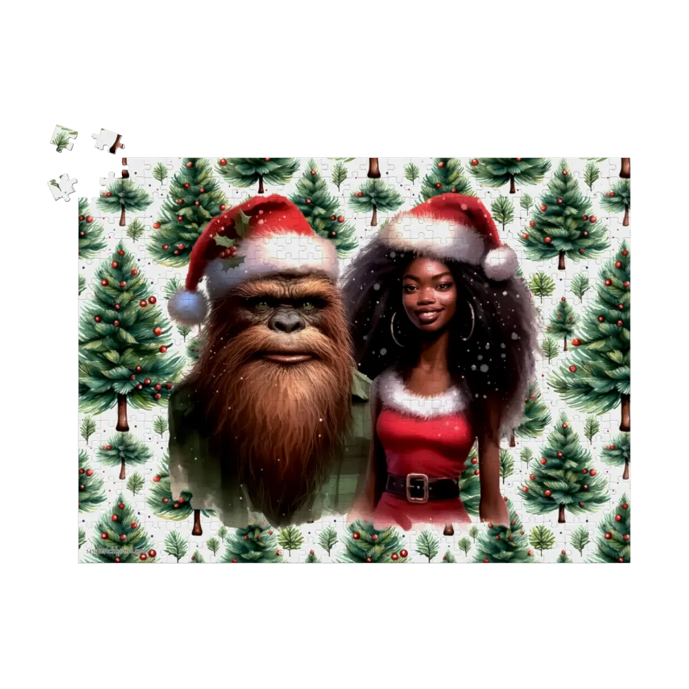 Christmas Sasquatch Santa, Jigsaw Puzzles, 4 Sizes