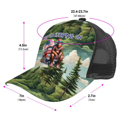 Bigfoot, Sasquatch, "Keep on keeping on", Baseball Cap, Polyester Twill