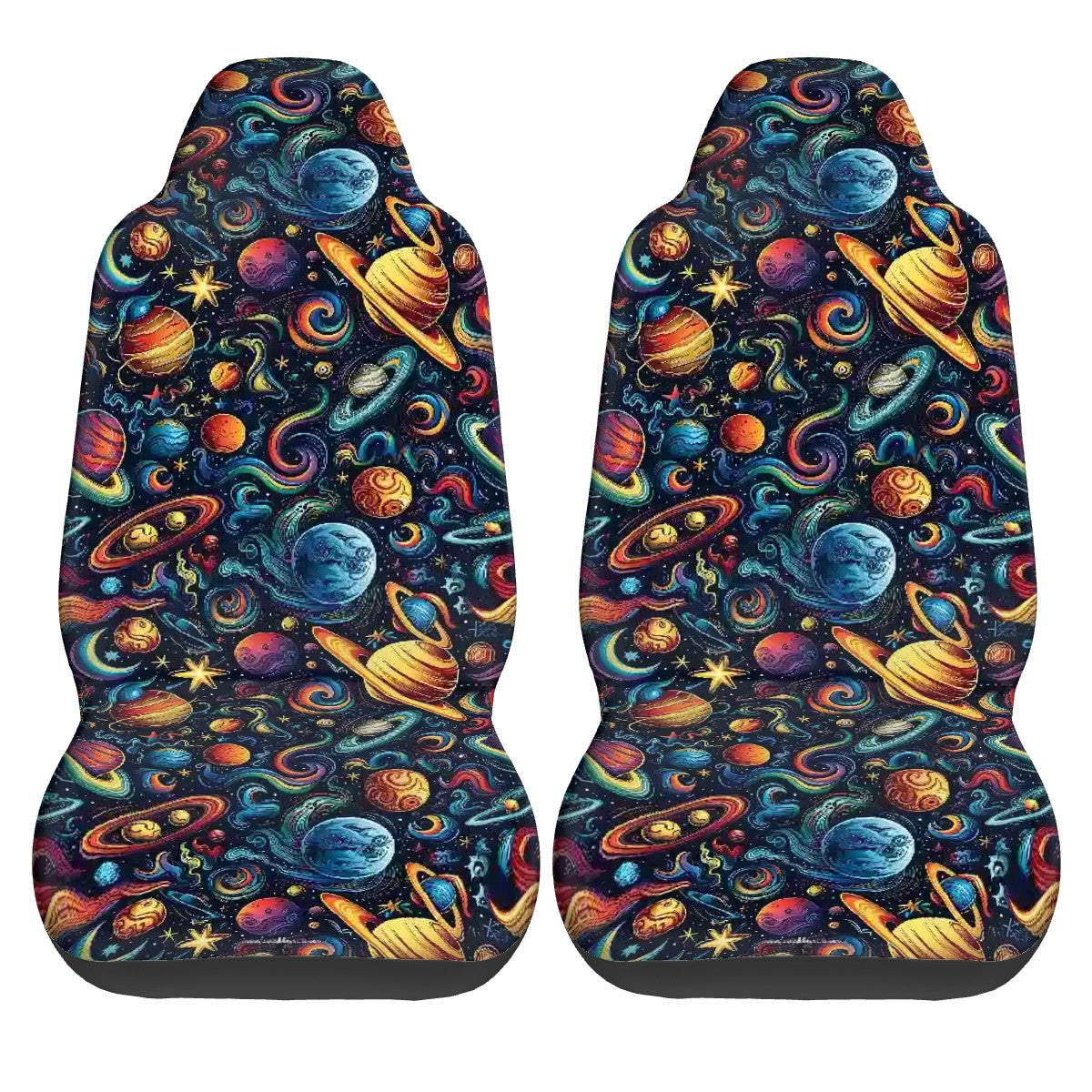 12 Galaxy / Outer Space Design, Set of 2 Front Auto Seat Cover