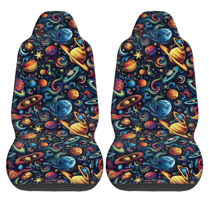 12 Galaxy / Outer Space Design, Set of 2 Front Auto Seat Cover
