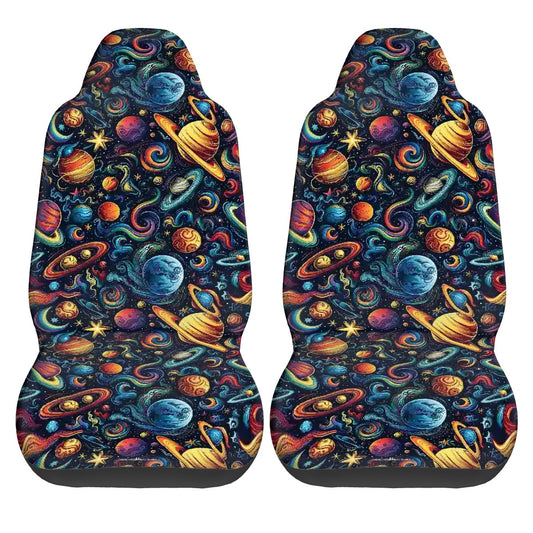 12 Galaxy / Outer Space Design, Set of 2 Front Auto Seat Cover