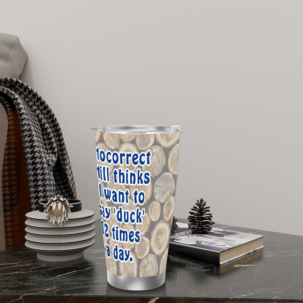Sasquatch "Autocorrect", Themed 40 oz Travel Coffee Mug with a Straw