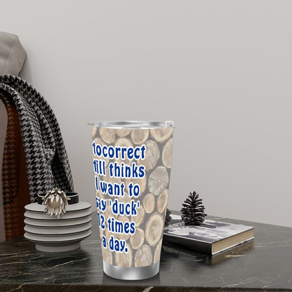 Sasquatch "Autocorrect", Themed 40 oz Travel Coffee Mug with a Straw