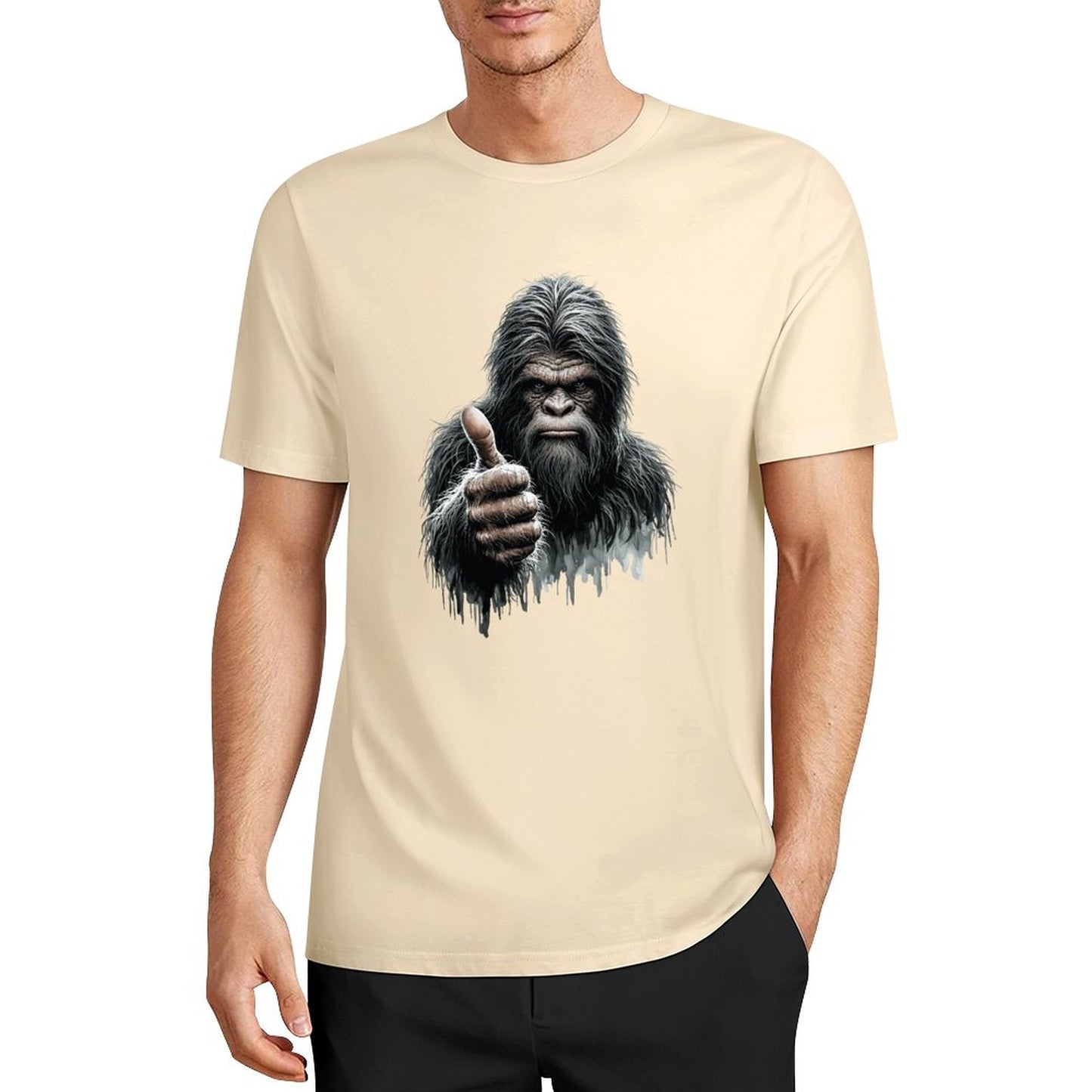 Bigfoot - Sasquatch Thumbs Up Short Sleeve Cotton T-Shirt