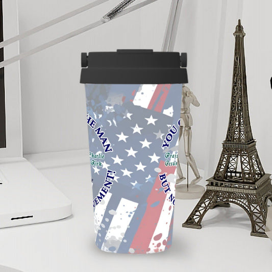 Charlie Kirk Memorial, 17 oz Insulated Coffee Mug with Lid & Carrying Handle