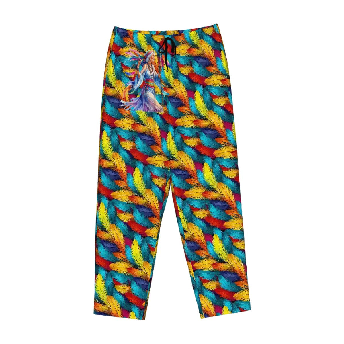Rainbow Feathers,  Hippie,  Women's Pajama Pants with Pockets