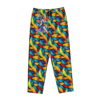 Rainbow Feathers,  Hippie,  Women's Pajama Pants with Pockets
