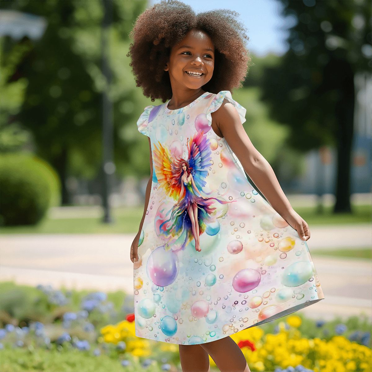 Rainbow Fairy Girl's Flutter Sleeve Nightgown