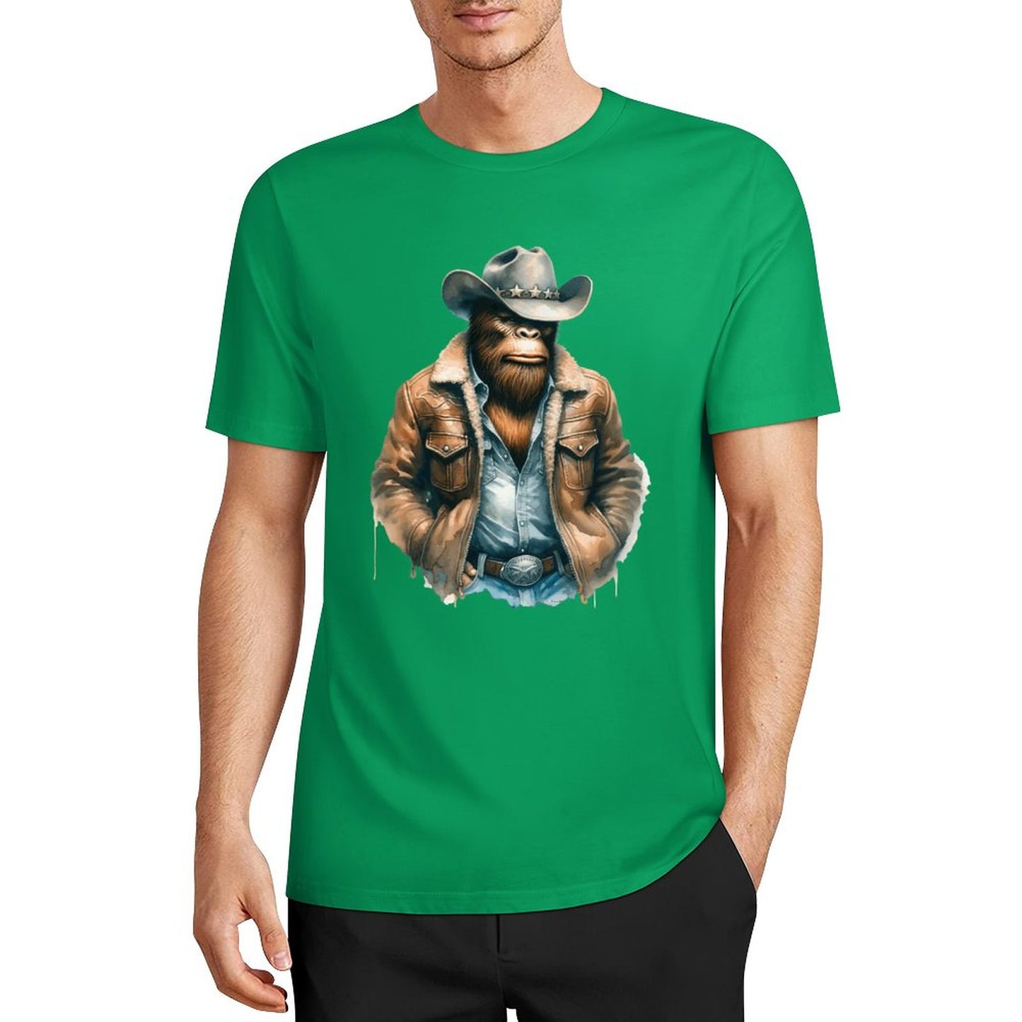 Bigfoot - Sasquatch Cowboy Short Sleeve Cotton T-Shirt