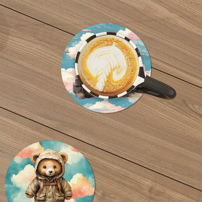 Teddy Bear Theme, 6 Ceramic Coasters w metal stand