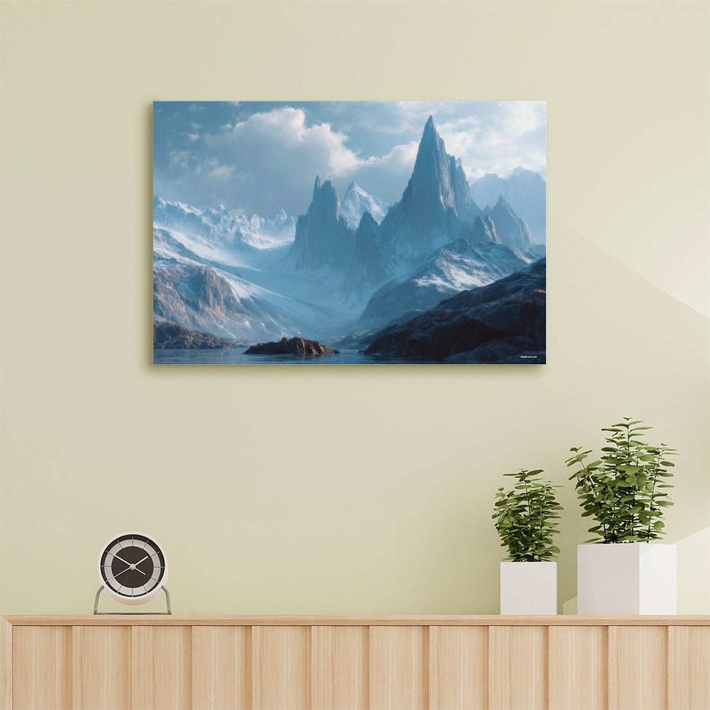 Grey Mountain View, Vintage Framed Canvas Art - 2 Sizes – Made in the USA
