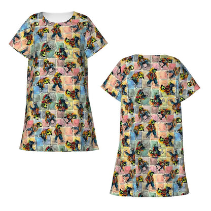 6 Alien Designs, Women’s Loose Fit Short Sleeve Night Gown