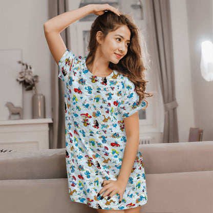 20 Misc Designs, Women’s Loose Fit Short Sleeve Night Gown