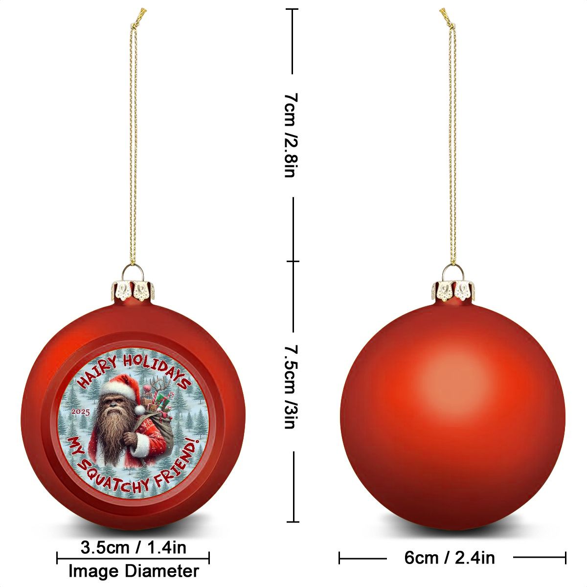 Bigfoot Sasquatch Santa "Hairy Holidays..", Christmas Ball Ornaments
