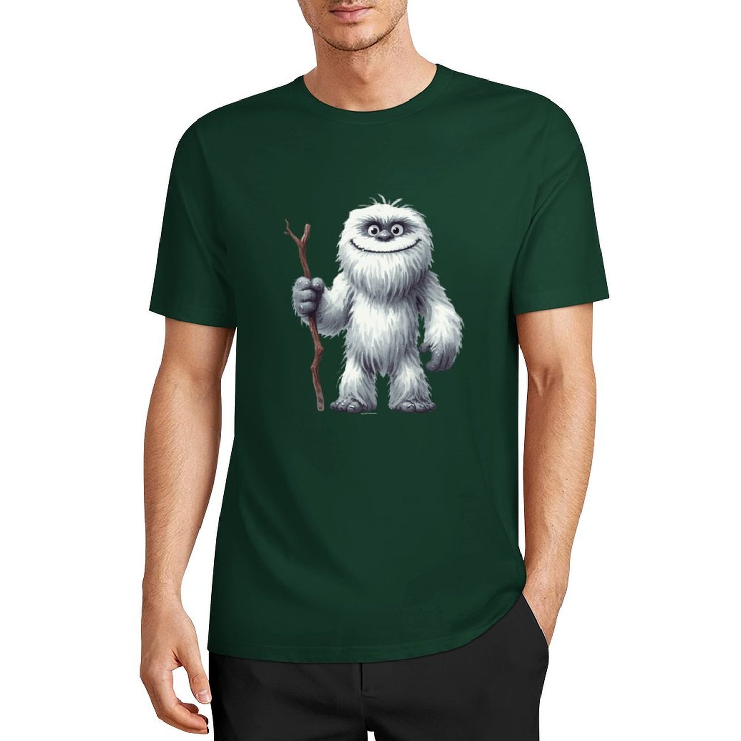 Bigfoot - Sasquatch Yeti Stick Short Sleeve Cotton T-Shirt