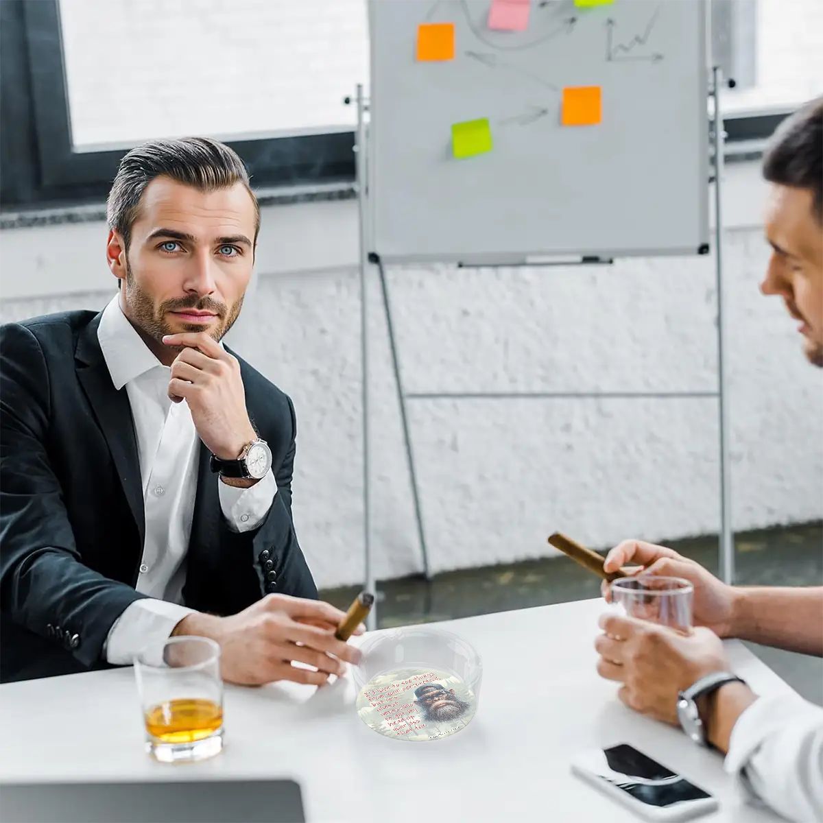 3 .3" Round, Lead Free Glass Ashtray - Bigfoot, Sasquatch "I'd like to..."