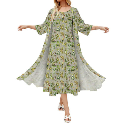 10 Animal Designs Women’s Long Dress with Cardigan