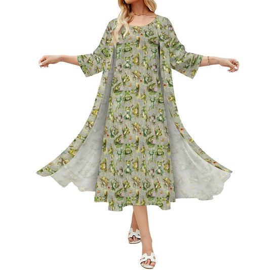 10 Animal Designs Women’s Long Dress with Cardigan