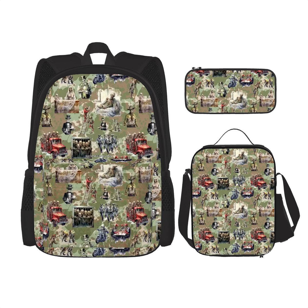 20 Misc Designs, 3 Piece Bag Set – Oxford Backpack, Lunch Bag, Pencil Pouch