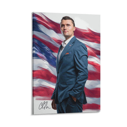 Charlie Kirk Framed Canvas Wooden Frame Wall Art Print - 2 Sizes