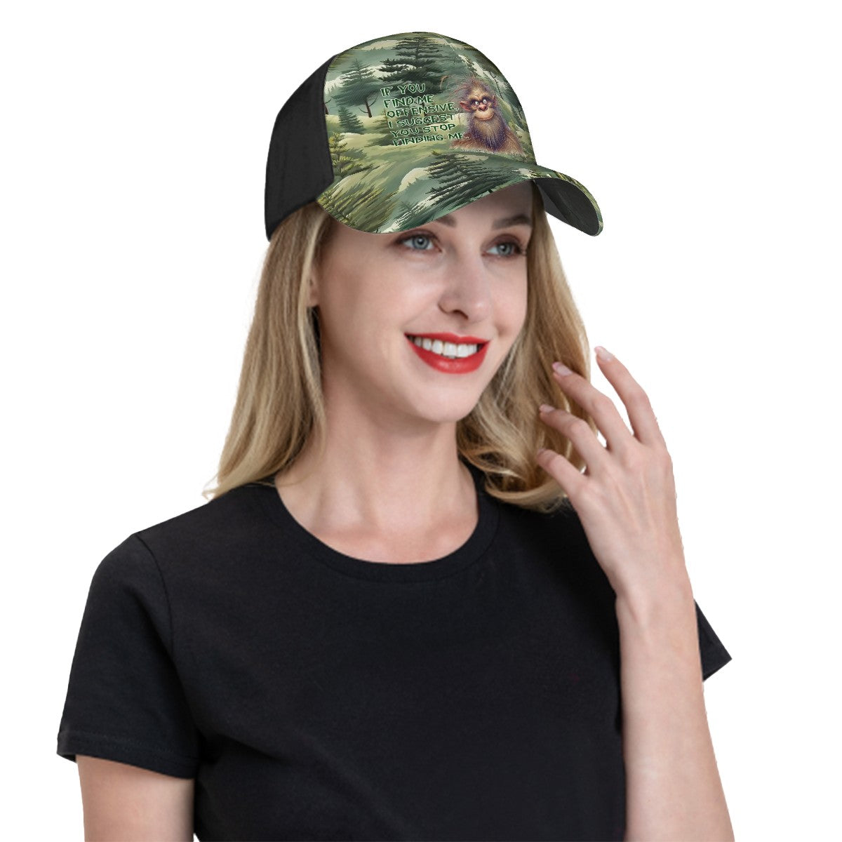 Bigfoot, Sasquatch, "If you find me offensive.." Baseball Cap, Polyester Twill