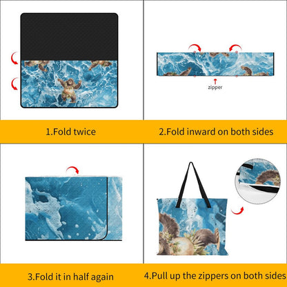 Hula Beach Sasquatch Zipper Foldable Picnic Mat- 79"x79"/200x200cm