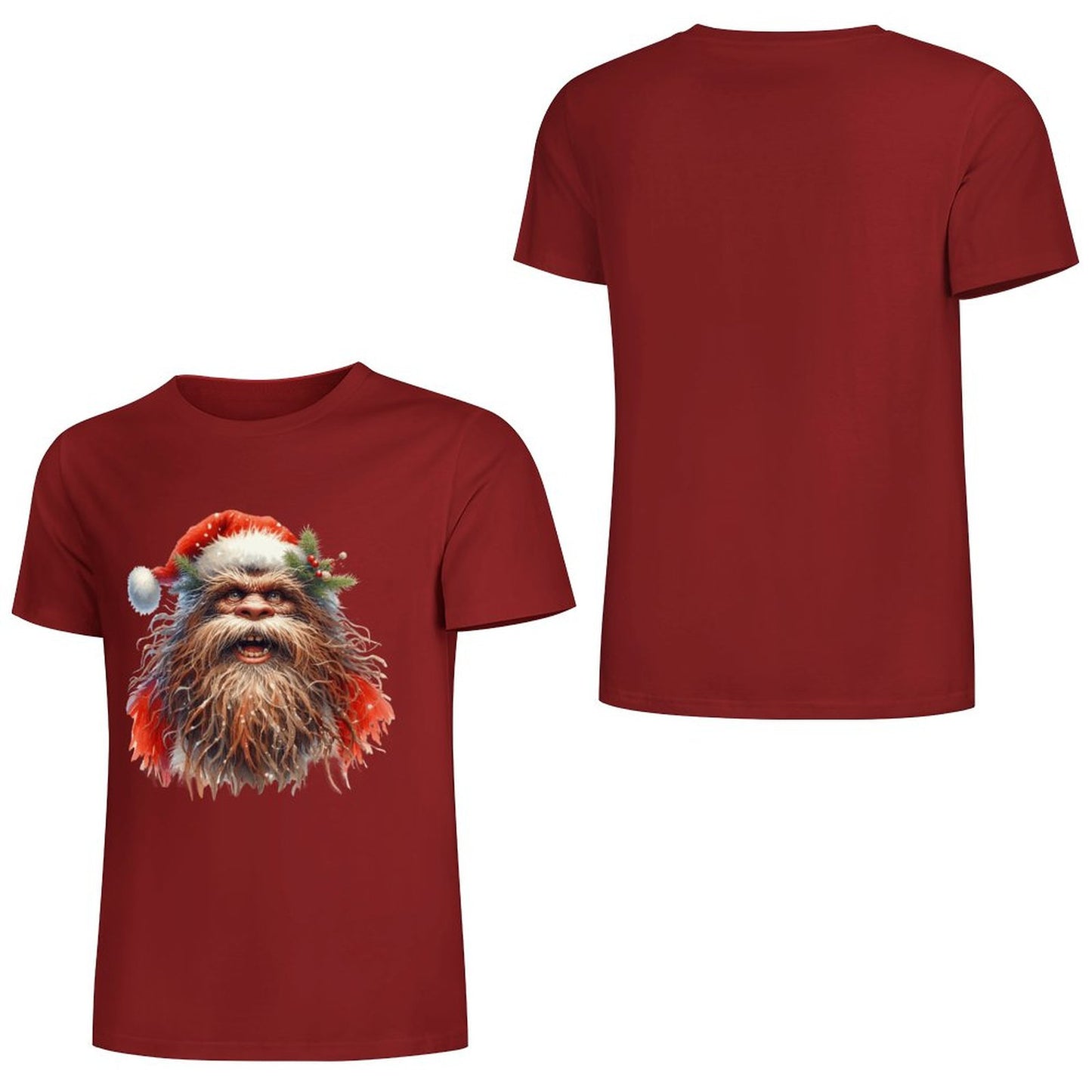 Bigfoot - Sasquatch Santa Short Sleeve Cotton T-Shirt