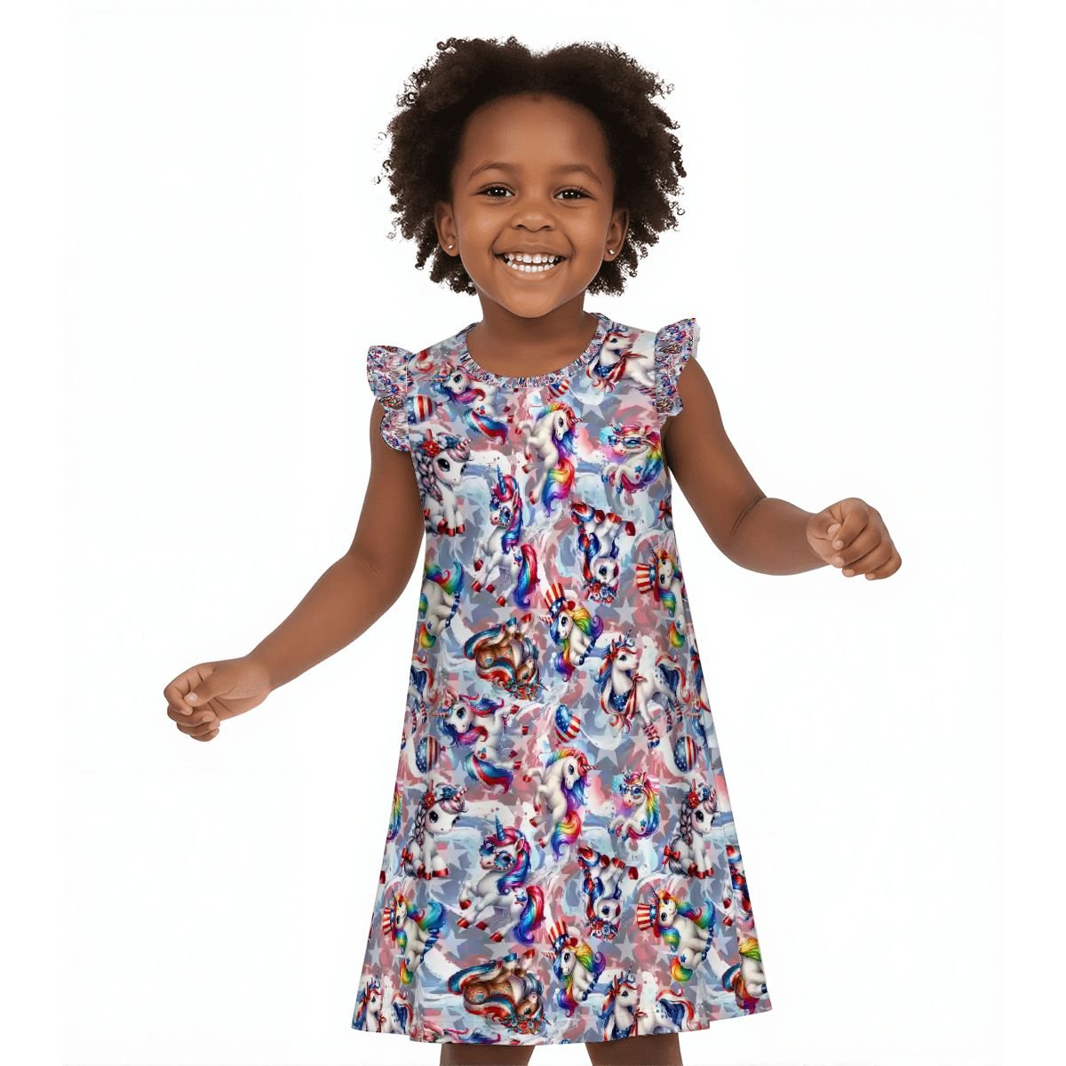 8 Patriot Designs, Girl's Flutter Sleeve Nightgown