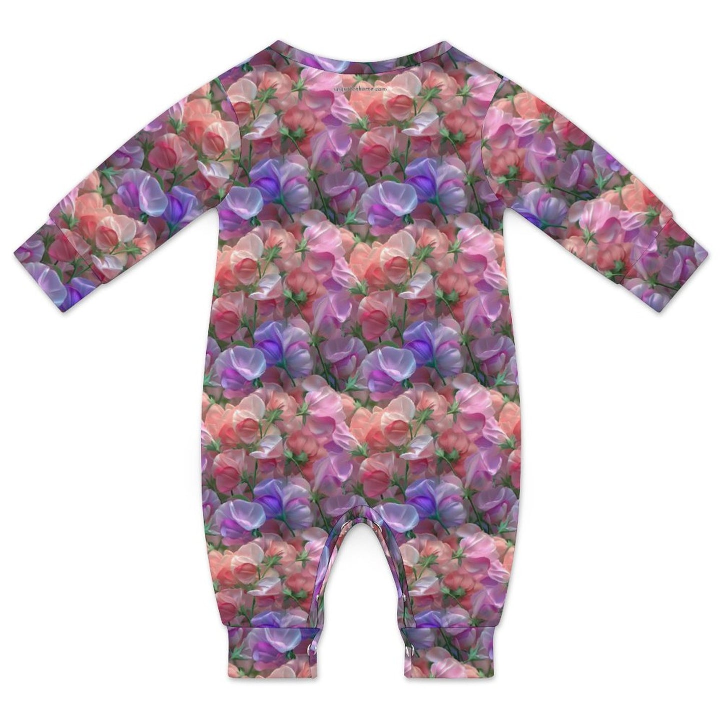 10 Flower Designs, Long Sleeve Baby / Toddler Romper, Faux Cotton