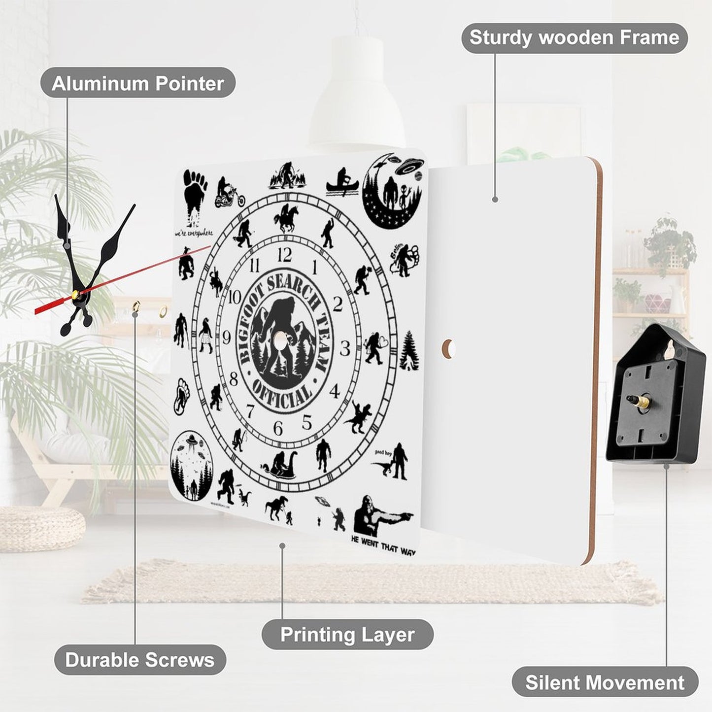 Sasquatch Bigfoot Square Wall Clock