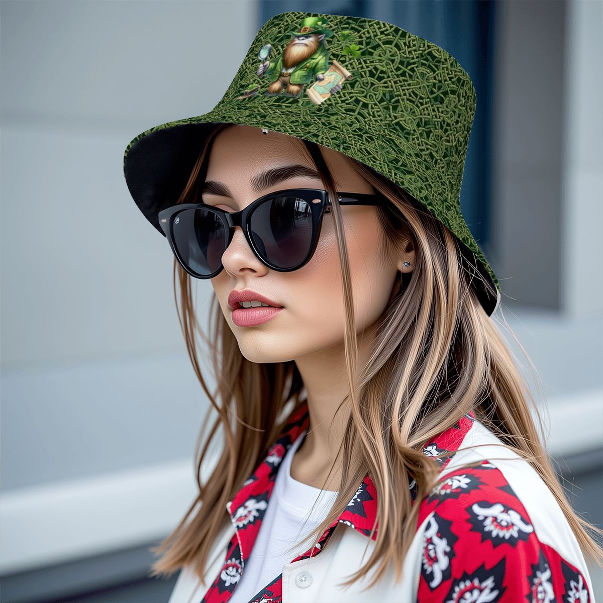 St Patrick Bigfoot / Sasquatch, Adult Bucket Hat