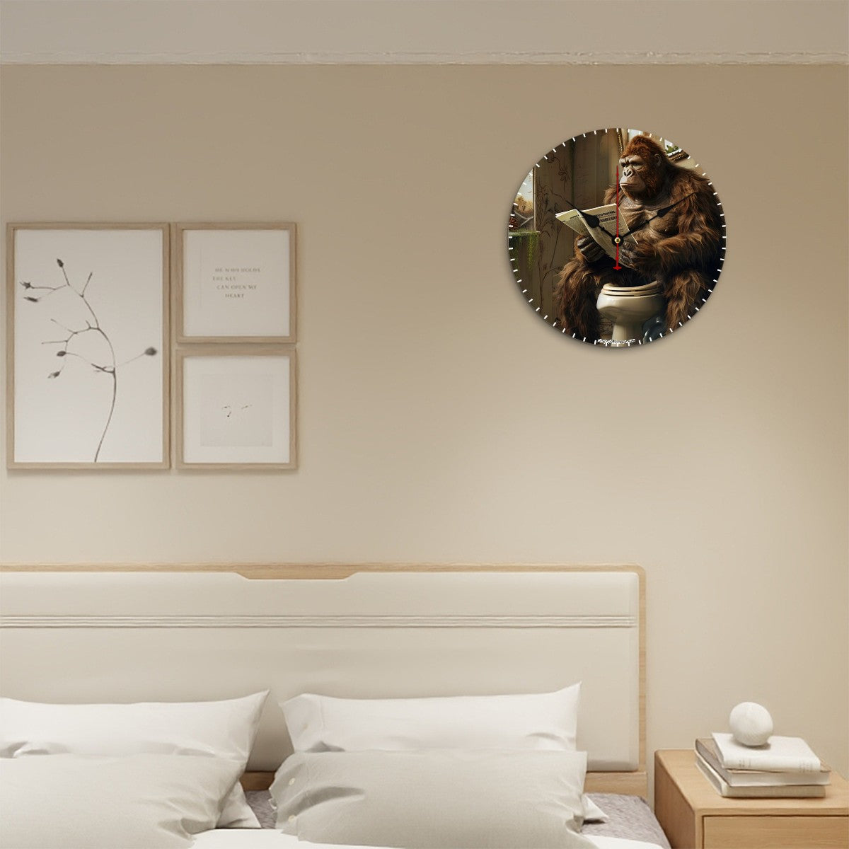 Bigfoot Sasquatch Toilet, Wooden Wall Clock