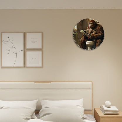 Bigfoot Sasquatch Toilet, Wooden Wall Clock