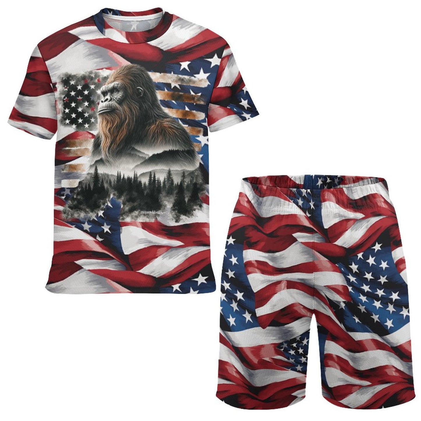 Patriot Bigfoot, Sasquatch, Children's T-shirt & Shorts Set