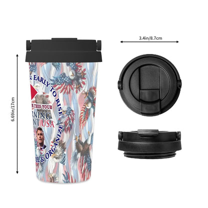 Charlie Kirk Memorial 17 oz Insulated Coffee Mug with Lid & Carrying Handle