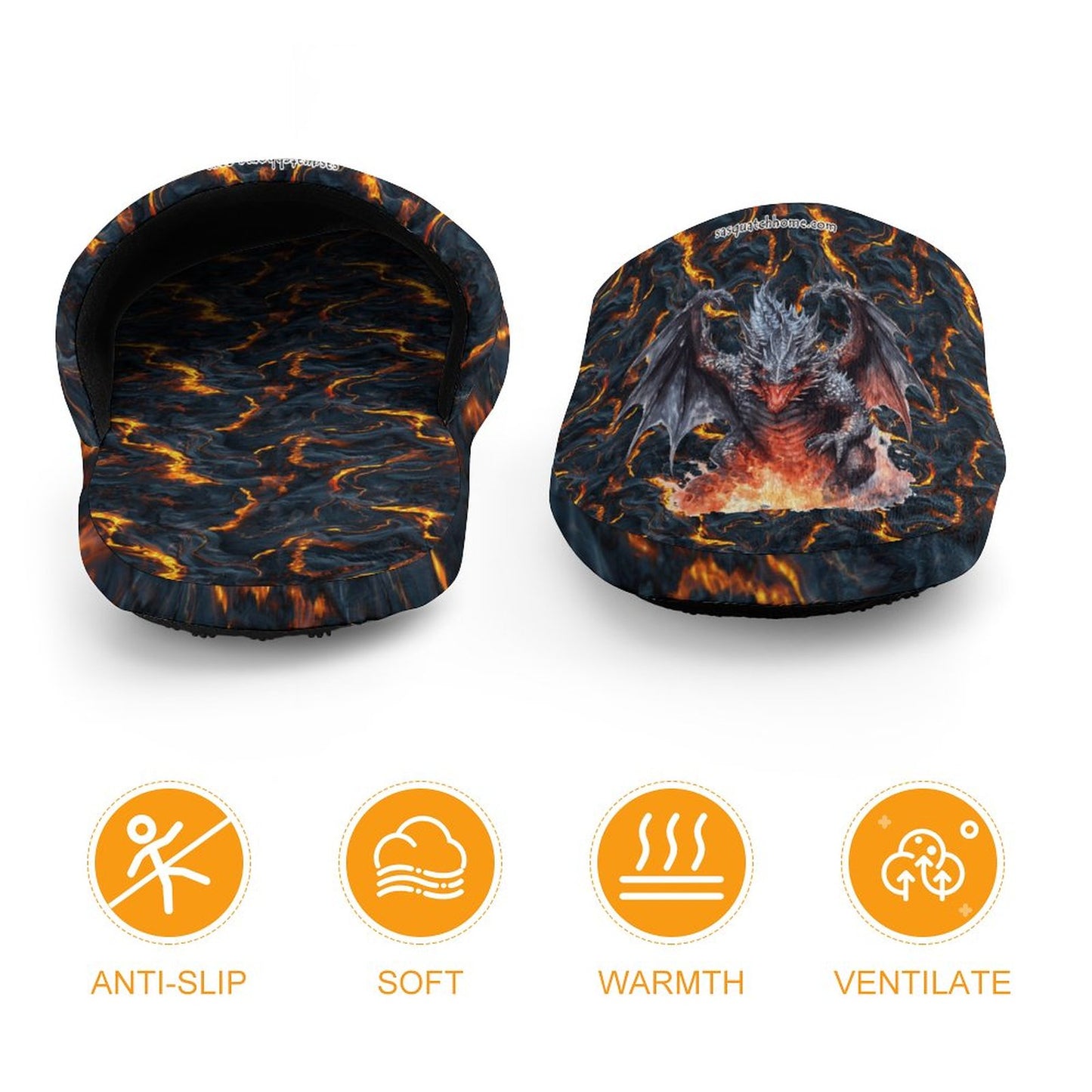 Fire Dragon Flannel Children's Cotton Slippers