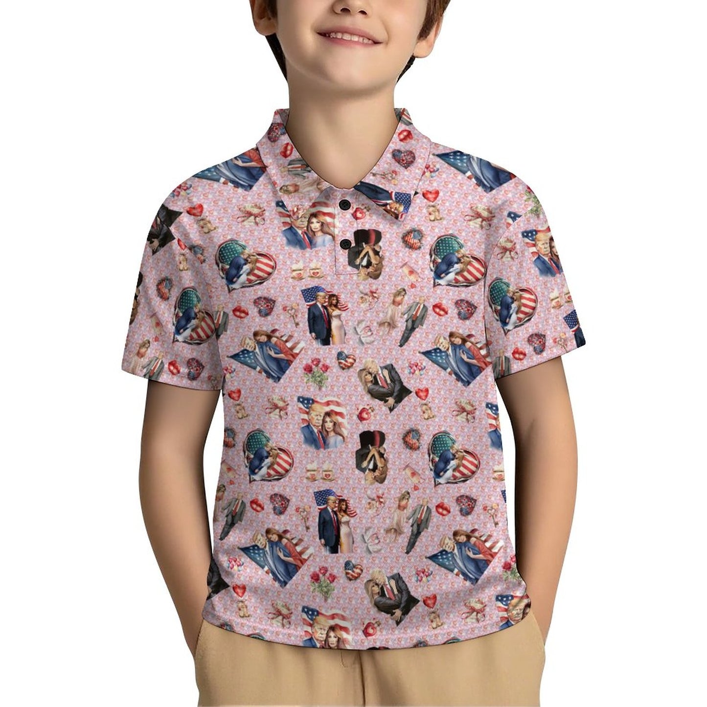 10 Donald Trump Designs, Kids Button Down Polo Shirt