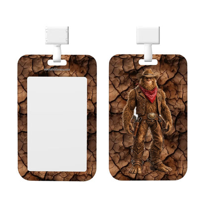 Cowboy Bigfoot Sasquatch, Durable Double Sided Badge Holder