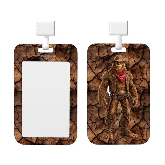 Cowboy Bigfoot Sasquatch, Durable Double Sided Badge Holder