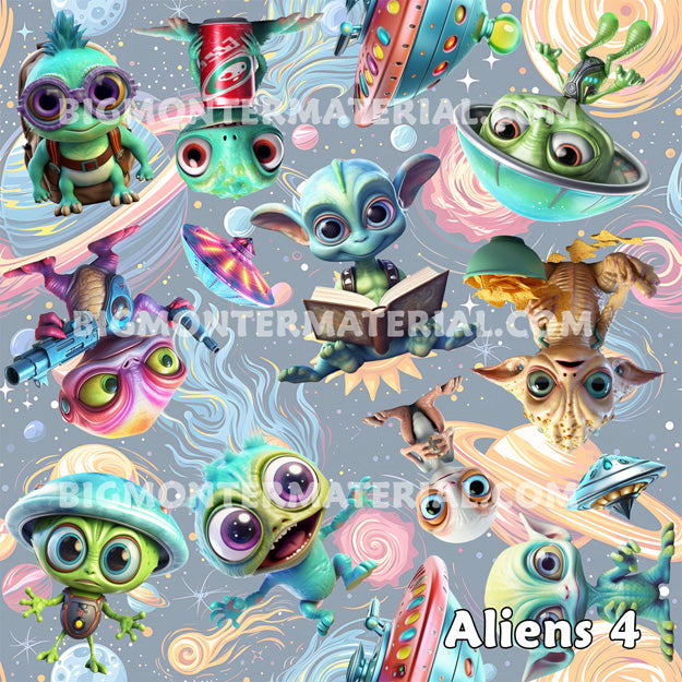 6 Alien Designs, Table Runner Placemat Set 7 Pieces