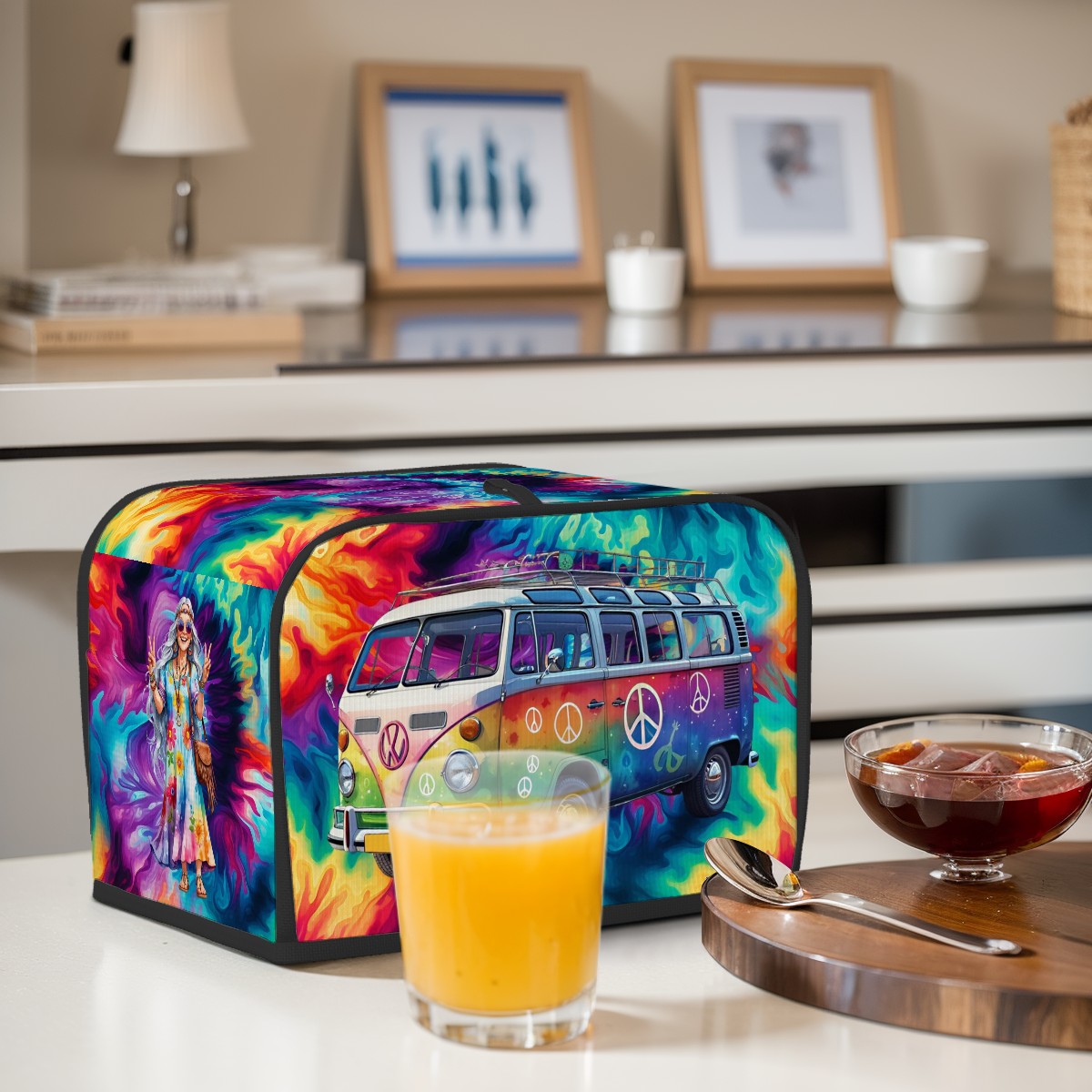 Hippie Couple on Tie Dye, 2 Slice Toaster Cover