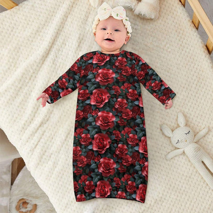10 Flower Designs, Baby Long Sleeve Faux Cotton Sleeper Gown