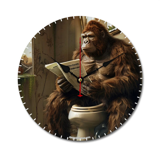Bigfoot Sasquatch Toilet, Wooden Wall Clock
