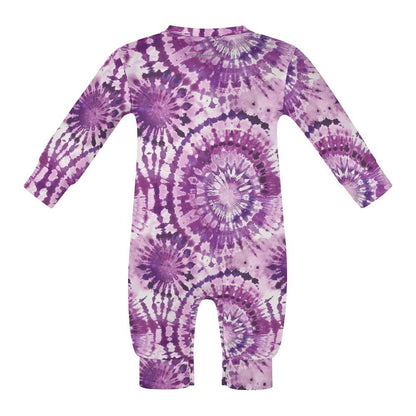 15 Tie Dye Designs, Long Sleeve Baby / Toddler Romper, Faux Cotton