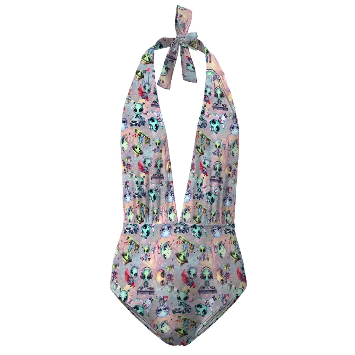 6 Alien Design, Deep V One Piece Women’s Swimsuit