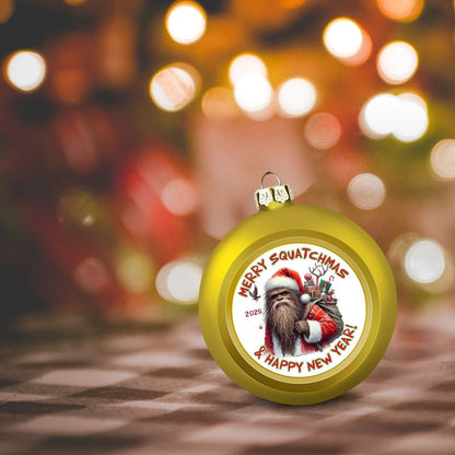 Bigfoot Sasquatch Santa, "Merry Squatchmas..", Christmas Ball Ornaments